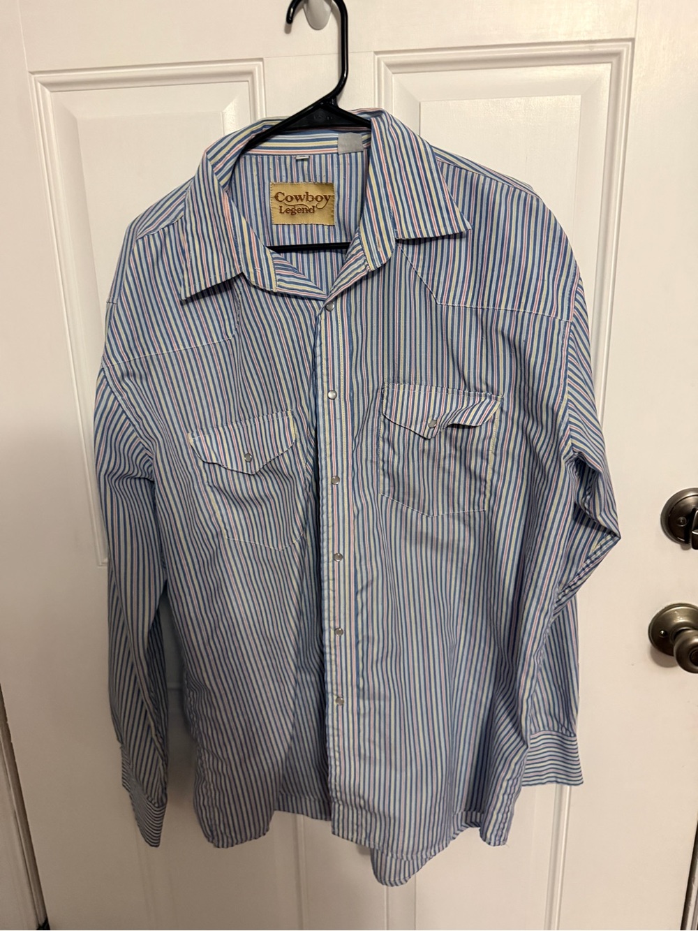 Cowboy Legend Men’s Light Blue Striped Button-Down Shirt
